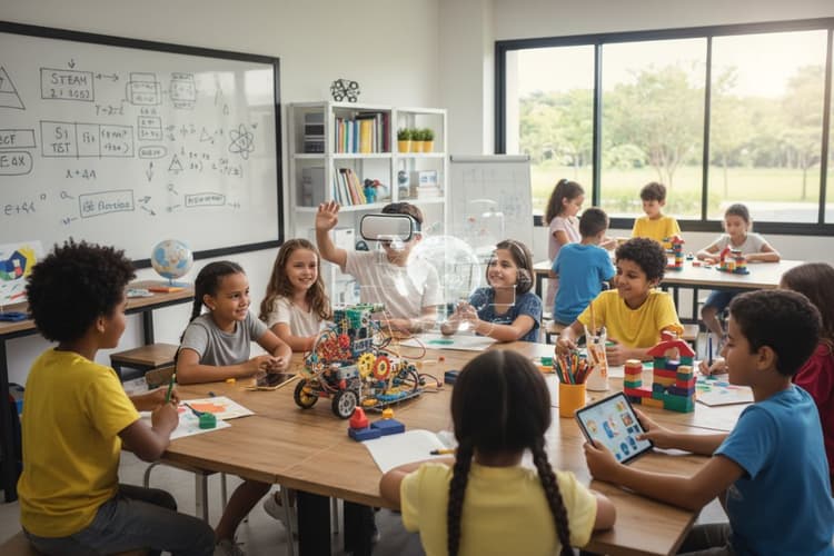 Imagem Concepção de contraturno educacional com STEAM, metodologias ativas e imersão em inglês